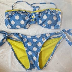 Surfside yellow and blue polka dot bikini ladies Large